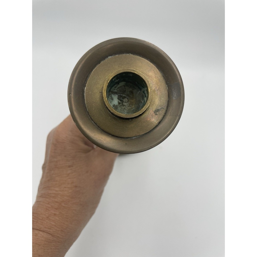10in Vintage Mid Century Modern  Brass & Black Enamel‎ Taper Candle Stick Holder - Picture 6 of 8